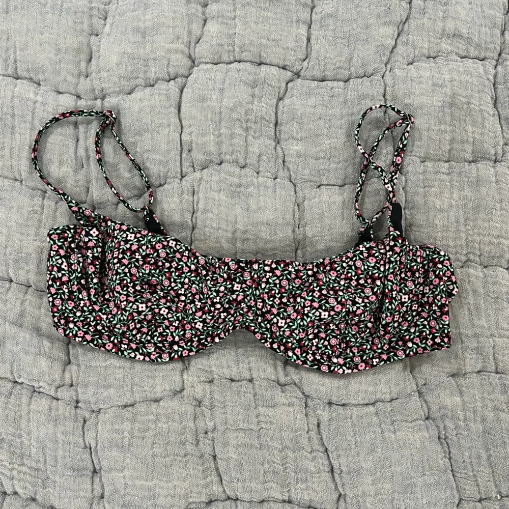 Frankie's Bikinis Floral Black Pink Green Bikini Set
